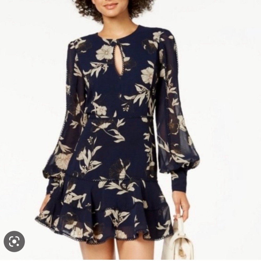 BARDOT Tammy Tiered Lace-Trim Floral Dress